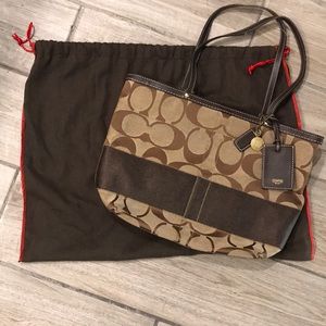 Brown Coach “C” Monogram tote